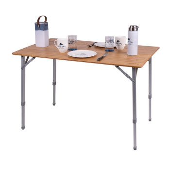 Bambusowy stół HOLIDAY TRAVEL, rama aluminiowa, 100x65x42/65cm