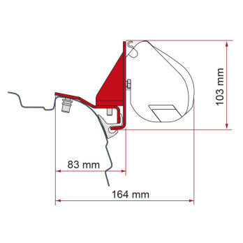 Adapter markizy do Fiamma F35pro/F45s VW T5/T6/T6.1 z Reimo Multirail - odpinany